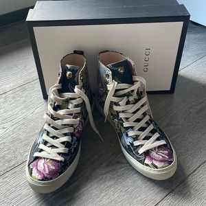 AUTHENTIC Gucci Blind For Love Floral Embroidered High-top Sneakers